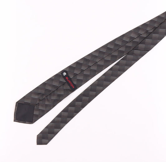Mens Burton Black Striped 100% Polyester Tie