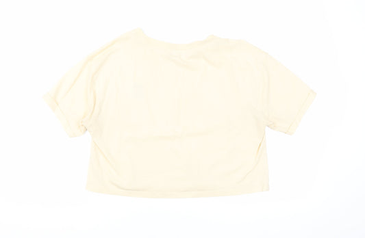 Womens UK Size 10 River Island Beige Cropped T-Shirt