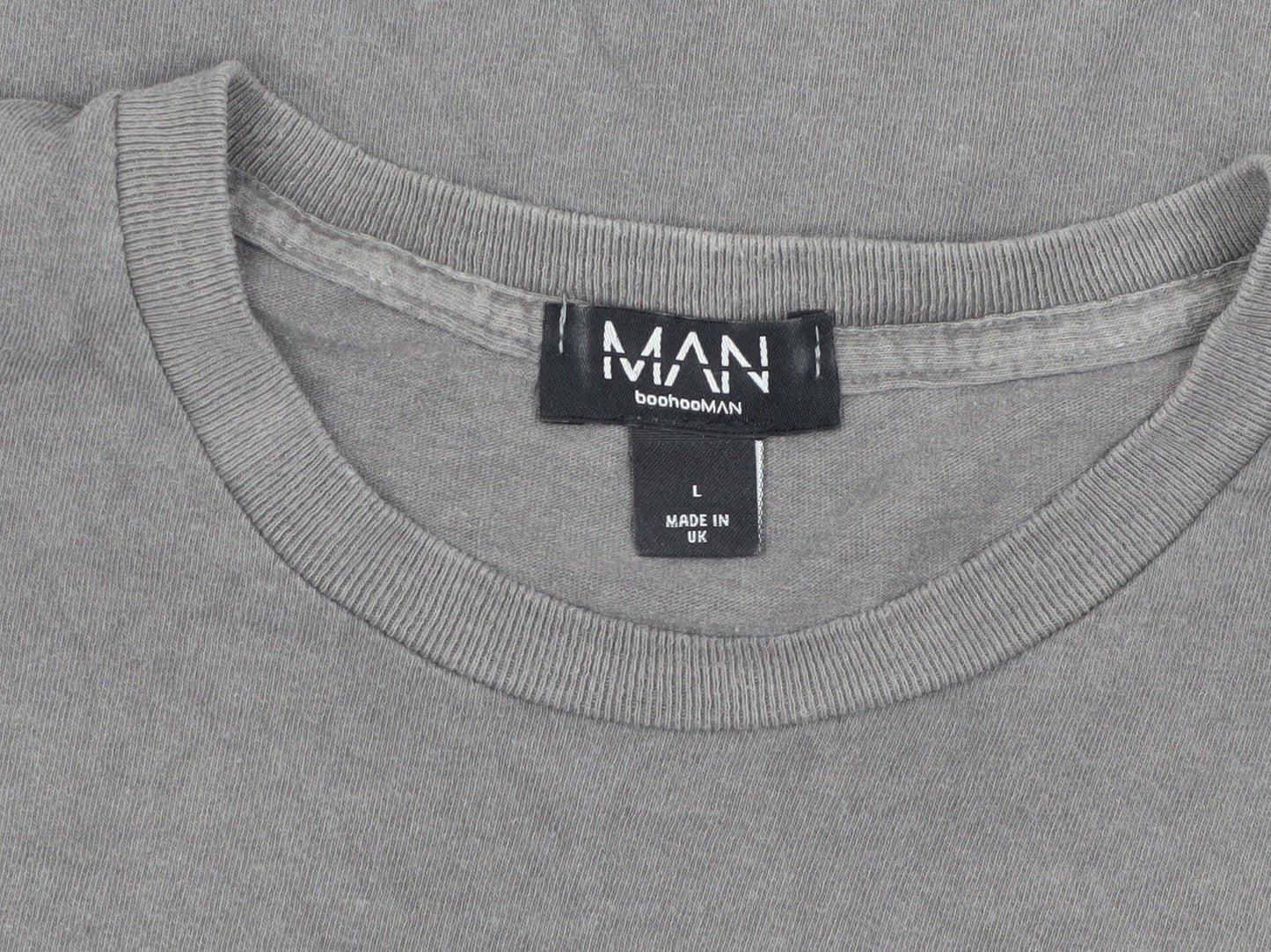 Mens UK Size L boohooMAN Grey T-Shirt