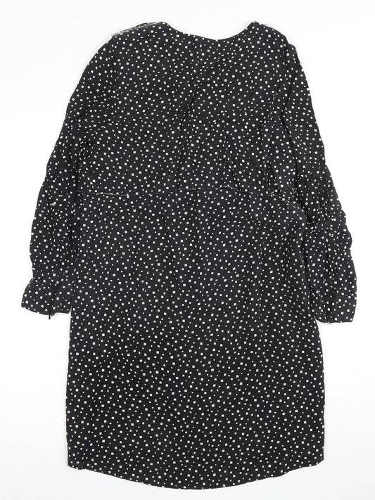 Whistles Women's Black Silk Dress Size 8 Long Sleeve