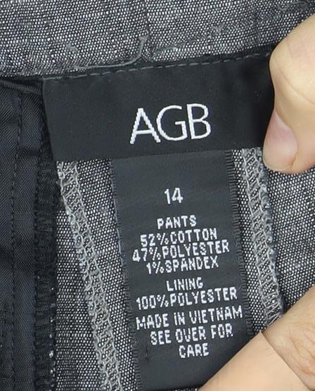 AGB Women's Grey Cropped Trousers, Size 14, Zip Closure