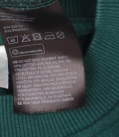 Brand and care label for Divided Green Graphic Print unisex xs sweatshirt
