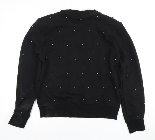 H&M Women's Black Beaded Pullover Sweatshirt M
