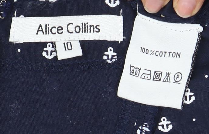 Alice Collins Women Blue Cotton Shift Dress Size 10