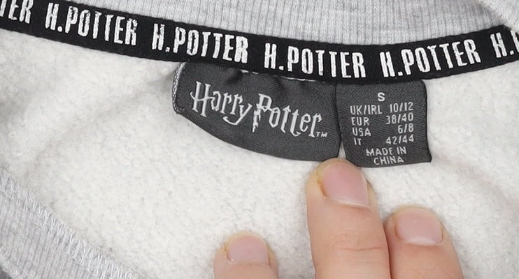 Unisex Adults UK Size S Harry Potter Grey Pullover Sweatshirt