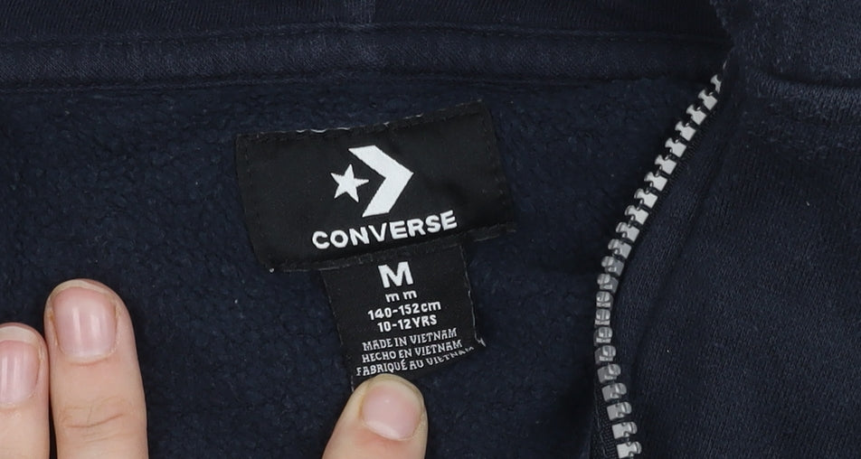 Converse Boys Black Hooded Jacket Size 10-12, Full Zip, Casual