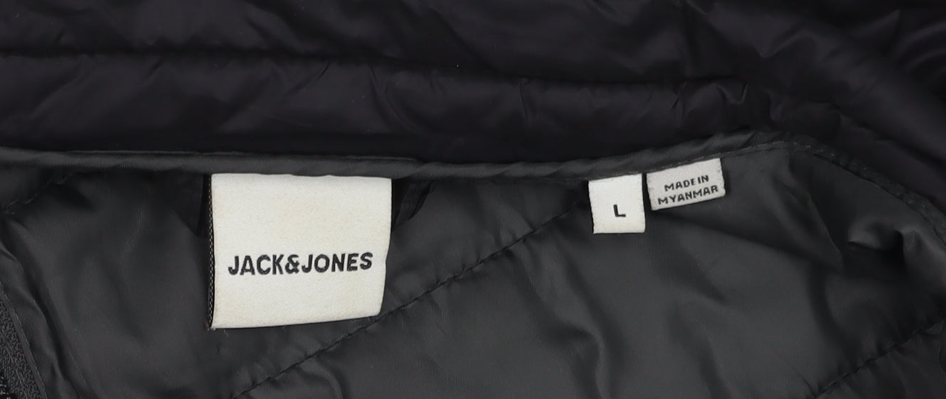 Mens UK Size L JACK & JONES Black Puffer Jacket