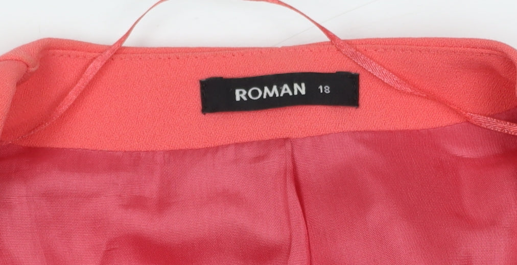 Brand and care label for Roman women’s pink single-breasted suit jacket, size UK 18
