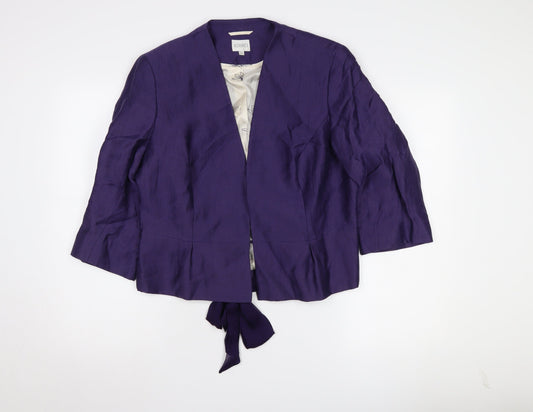 Additional front view of Kaliko Women’s Purple Linen Suit Jacket, size UK 8