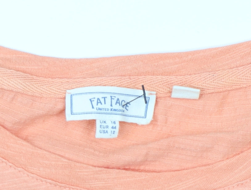 Womens UK Size 16 Fat Face Orange Basic T-Shirt