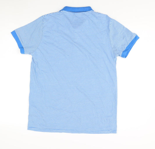 Crosshatch Men's Blue Striped Polo Shirt L