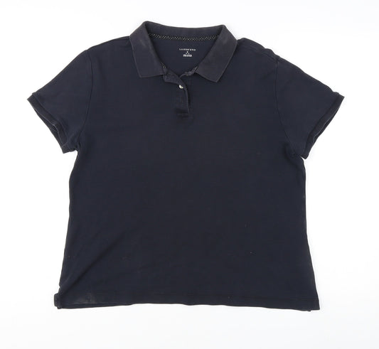 Womens UK Size M Lands' End Black Polo