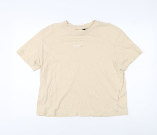 Additional front view of Nike unisex beige m t-shirt casual short sleeve