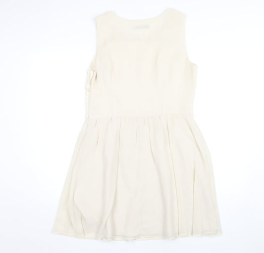 Oasis Women's Ivory A-Line Embroidered Dress Size 14