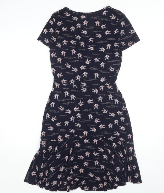 Next Women's Black Animal Print Sheath Dress Size 8