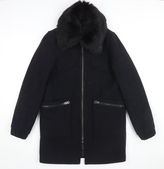 Womens UK Size 10 Topshop Black Overcoat