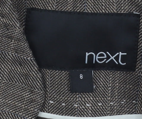 Next Women's Brown Suit Jacket Size 8 Herringbone Blazer