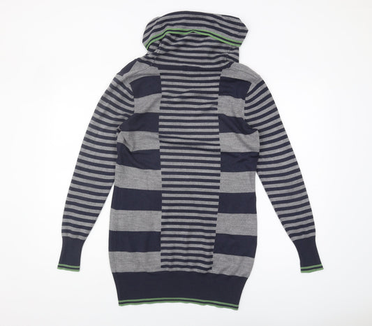 Marks and Spencer Women's Grey/Blue Striped Pullover Jumper Size 10