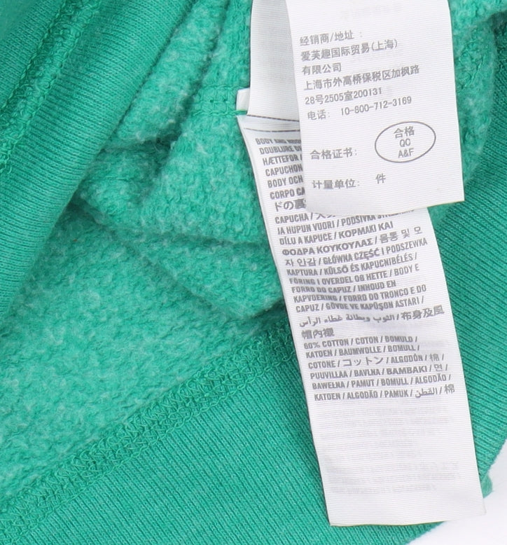 Hollister Green Unisex Full Zip Hoodie L, Casual, Logo