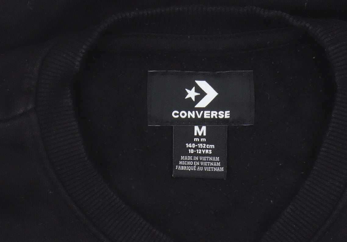 Converse Boys Black Sweatshirt, Size M, Crew Neck