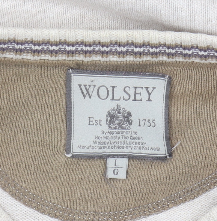 Wolsey Mens Beige Cotton Pullover Jumper Size L