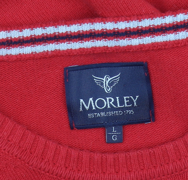 Morley Men's Red Cotton Pullover Jumper, Size L