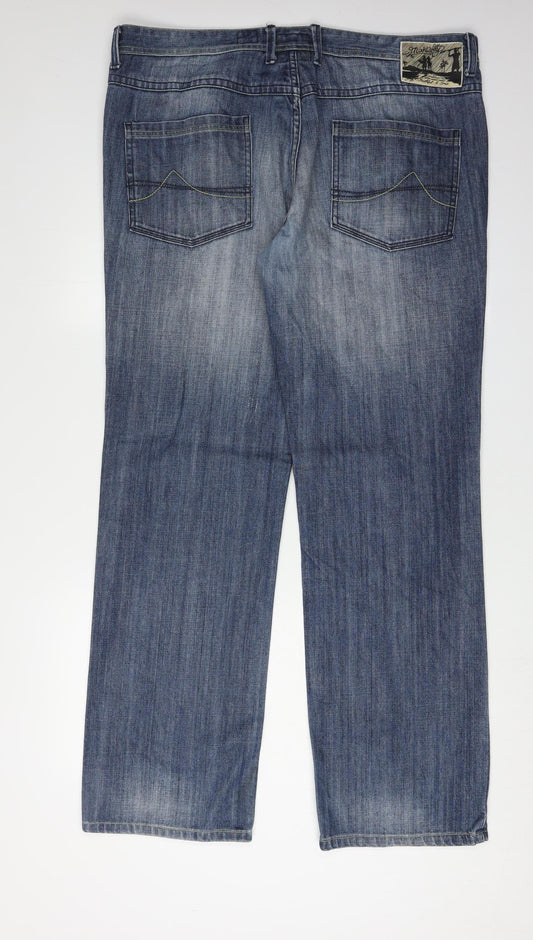 Monteray Men's Blue Straight Jeans, Relaxed Fit, Size 38
