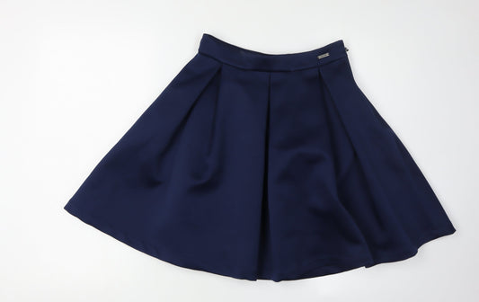 Additional front view of Guess Women's Blue Skater Skirt, size 26, Knee Length