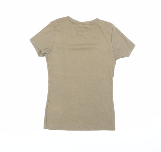 Womens UK Size M H&M Beige Basic T-Shirt