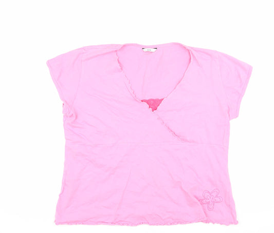 Womens UK Size 1820 E-vie Pink Wrap T-Shirt