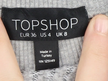 Womens UK Size 8 Topshop Grey Pullover Jumper