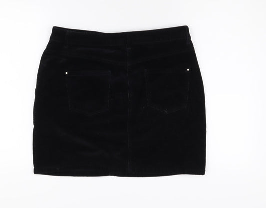 Dorothy Perkins Black Cotton Pencil Skirt, Size 12