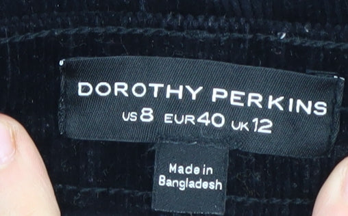 Dorothy Perkins Black Cotton Pencil Skirt, Size 12