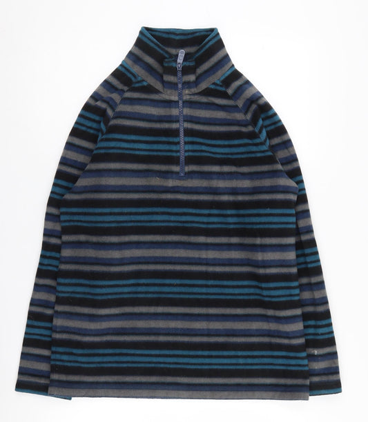 Additional front view of Cotton Traders unisex black striped sweatshirt s