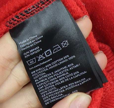 H&M Women's Red Disney Hoodie Size 12