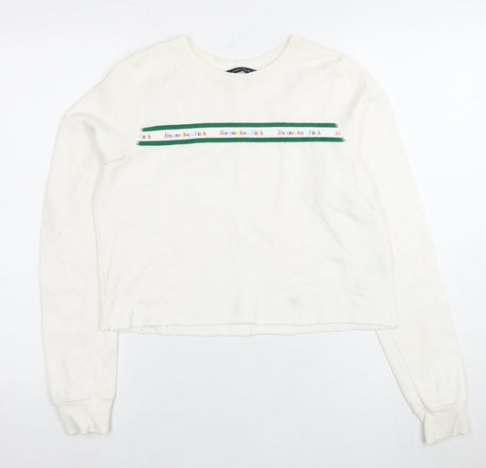 Womens UK Size S Abercrombie & Fitch White Pullover Sweatshirt