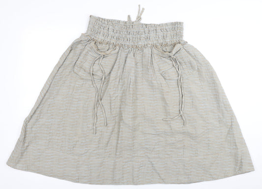 H&M Women's Beige A-Line Skirt With Pockets - Size 10