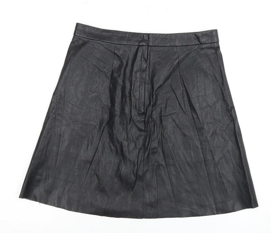 H&M Women's Black A-Line Skirt Size 8 with Zip Accents
