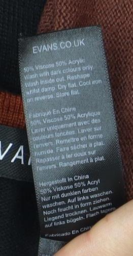 Evans Women's Black 3/4 Sleeve Jersey Top Size 14