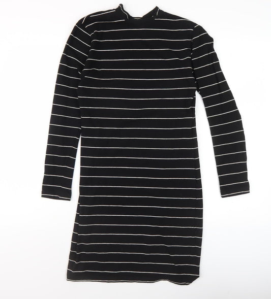 Additional front view of Jacqueline de Yong Women’s Black Striped Shift Dress S