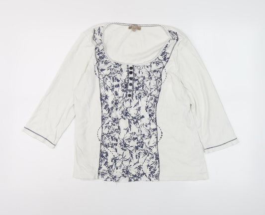 Additional front view of Soon Women's Ivory Floral Top, size 14