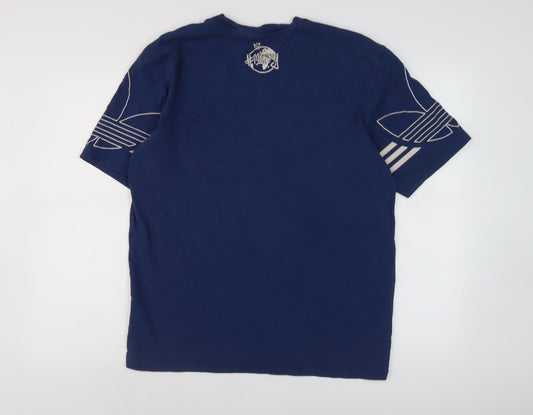 Adidas Men's Blue Graphic Print T-Shirt, Size M