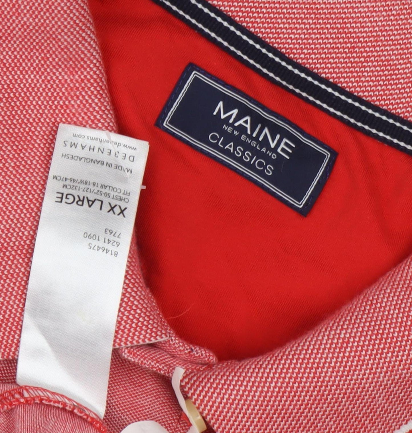 Maine New England Men's Red Polo, 2XL, Short Sleeve