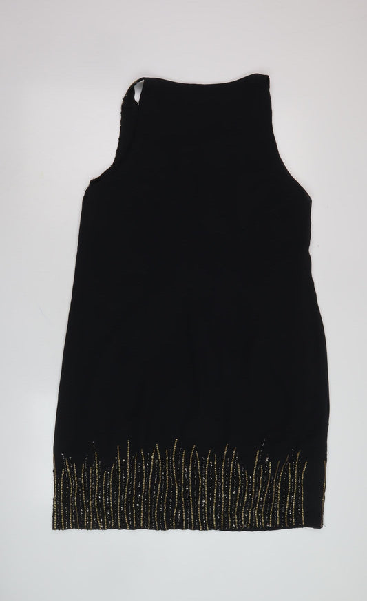 Promod Women's Black Beaded Sleeveless Cocktail Dress