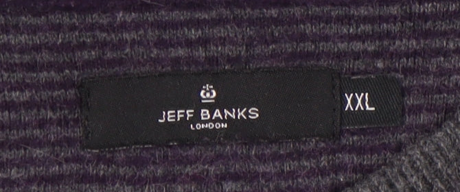 Jeff Banks Men's Purple Geometric Knit Jumper 2XL