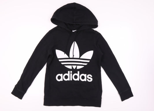 Additional front view of Adidas Women's Black Logo Pullover Hoodie, size 8
