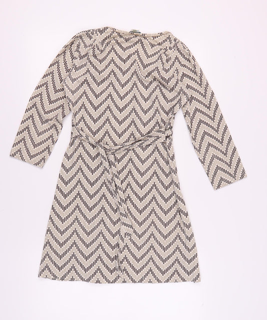 Fat Face Women's Chevron Cotton Dress Size 12