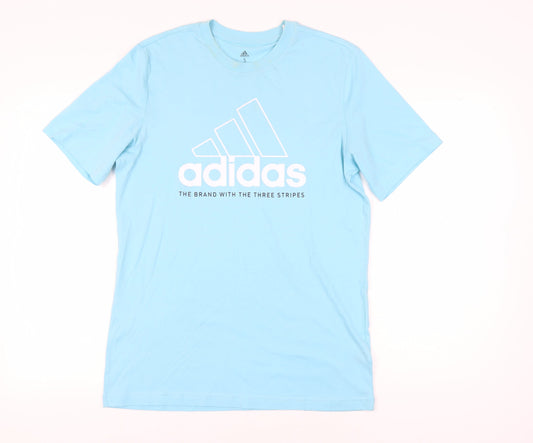 Additional front view of Adidas Men's Blue Graphic Print T-Shirt, size S