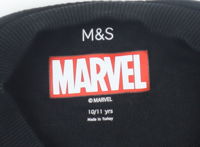 Marks and Spencer Marvel Boys Black Graphic Sweatshirt 10-11 Years