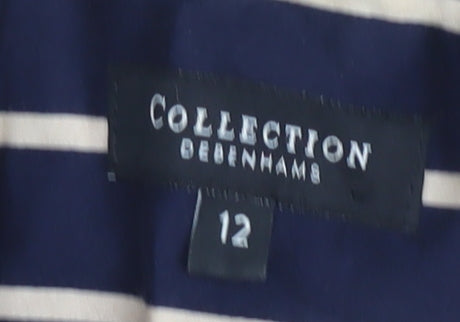 Debenhams Women's Blue Striped Coat Size 12